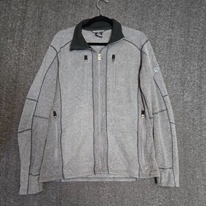 Kuhl Interceptr Fleece Jacket Mens Medium Gray Full Zip Thumbholes Pockets 3115